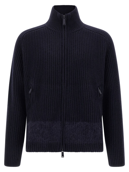 Carded wool insert cardigan Sweater, cardigans
