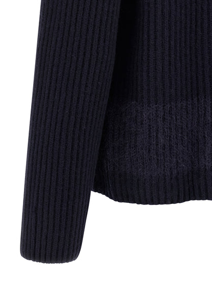 Carded wool insert cardigan Sweater, cardigans