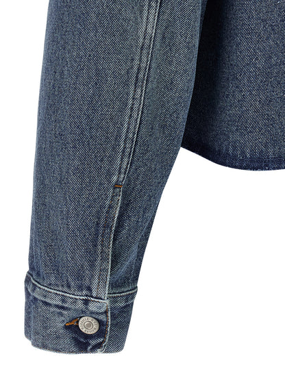 Raw cut denim jacket Down jacket, Parka, Casual jackets