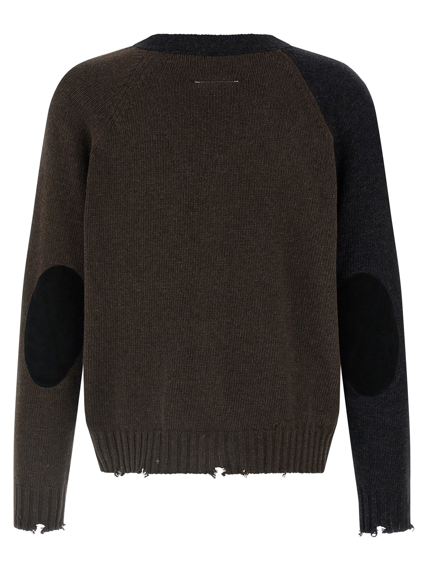 Two-tone suede patch cardigan Sweater, cardigans