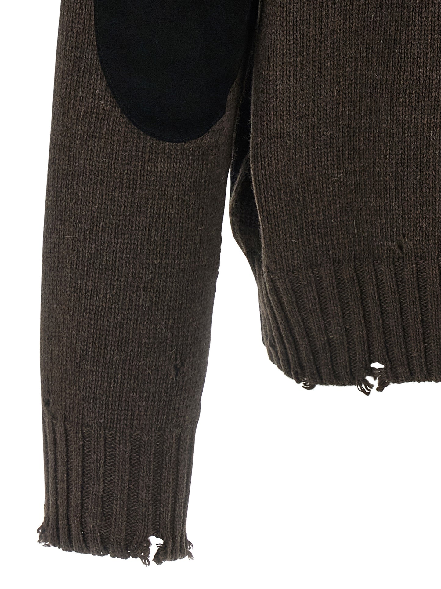 Two-tone suede patch cardigan Sweater, cardigans
