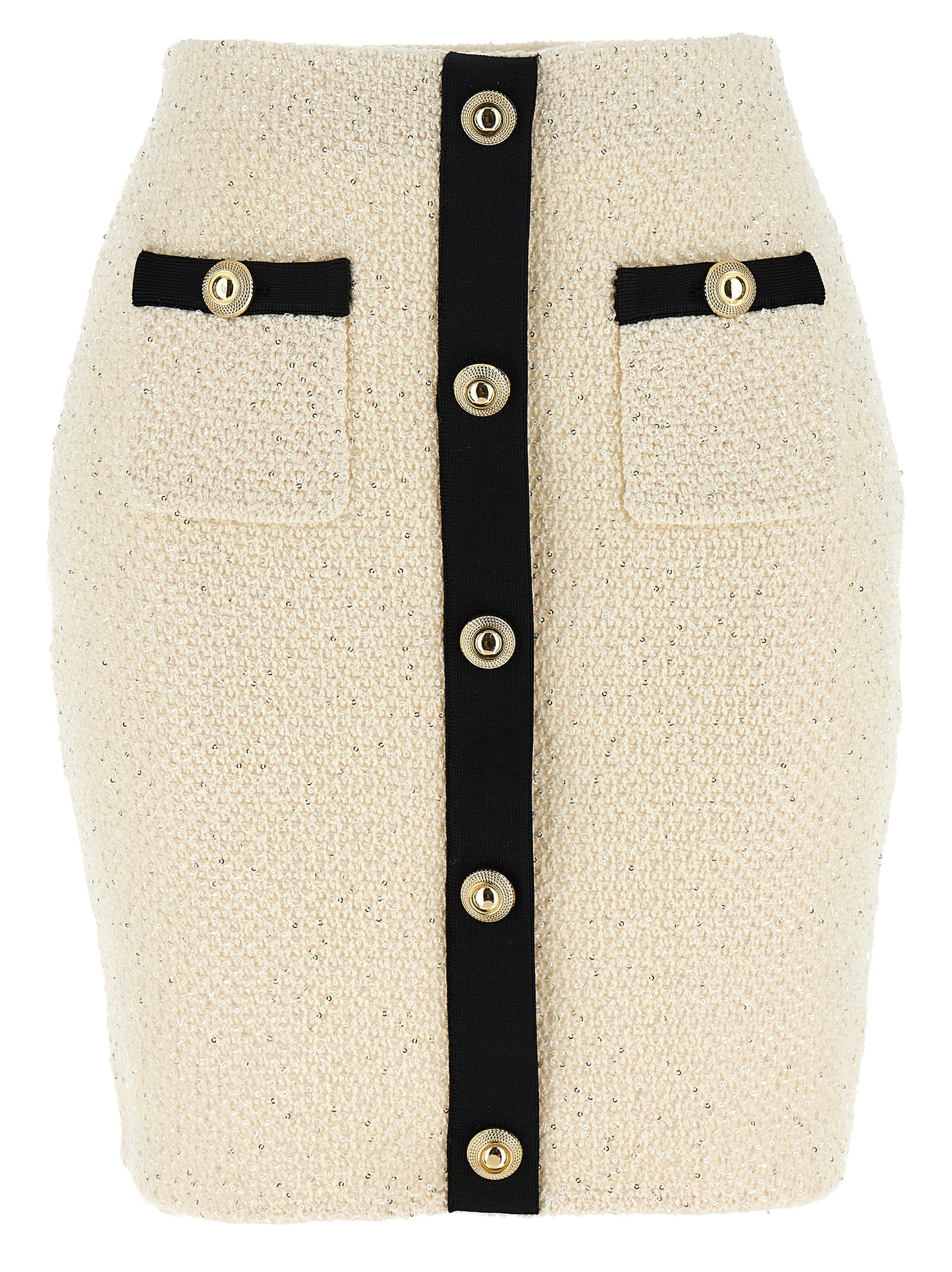 'Cream Sequin Knit Mini' skirt Skirts