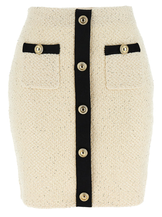 'Cream Sequin Knit Mini' skirt Skirts