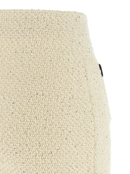 'Cream Sequin Knit Mini' skirt Skirts