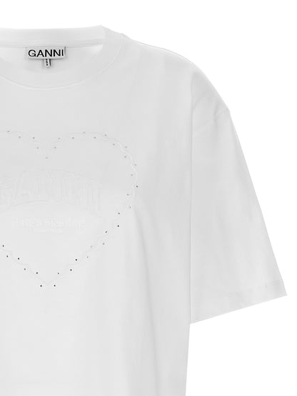 Rhinestone logo embroidery T-shirt T-shirt