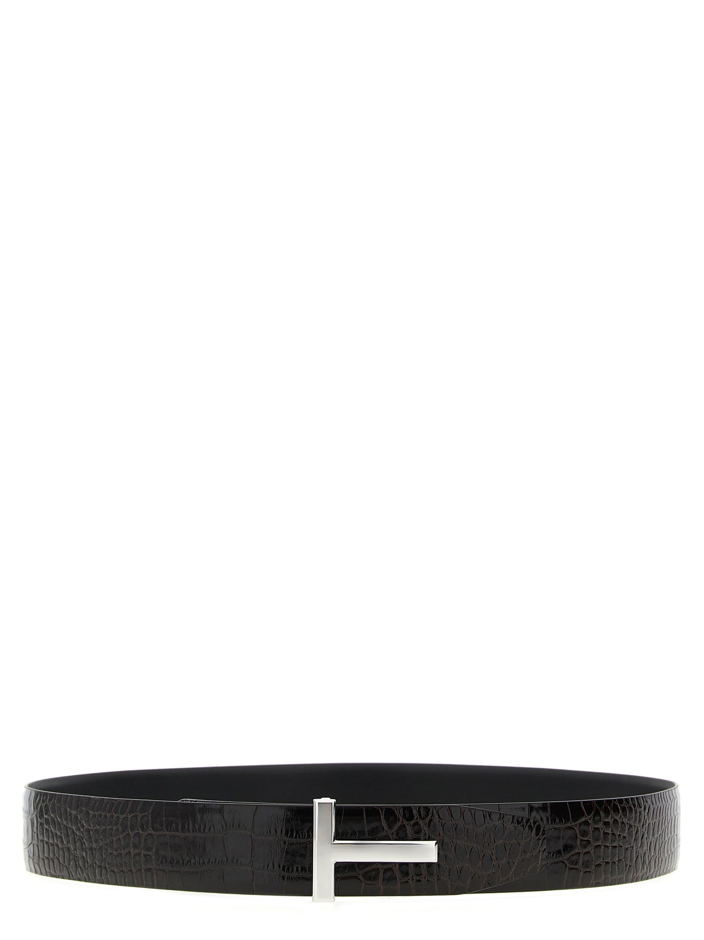 Reversible crocodile leather belt Belts
