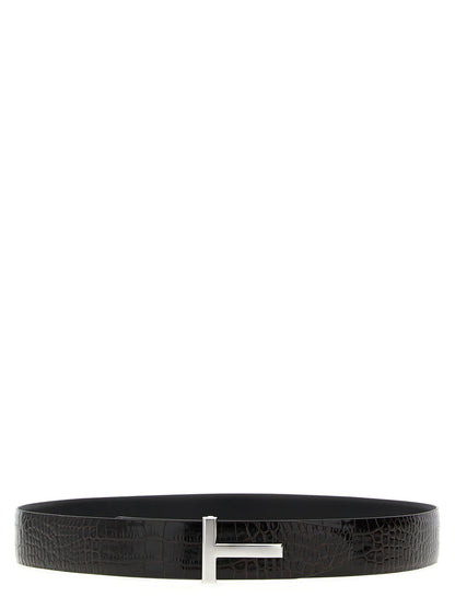 Reversible crocodile leather belt Belts