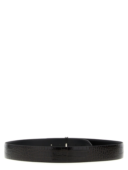 Reversible crocodile leather belt Belts