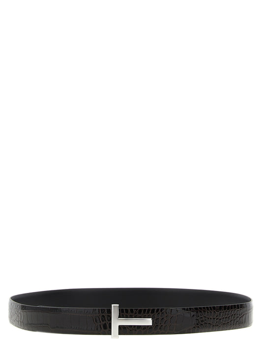 Reversible crocodile leather belt Belts