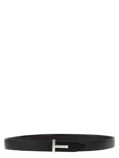 Reversible crocodile leather belt Belts