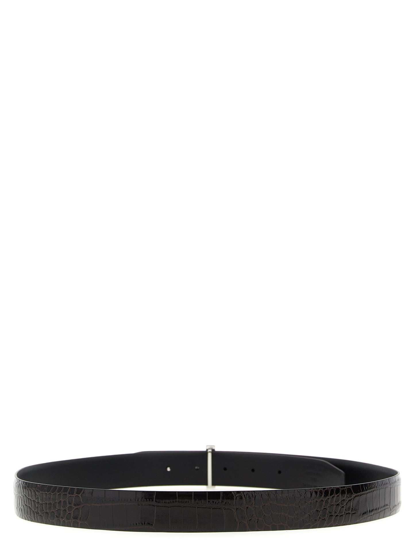 Reversible crocodile leather belt Belts