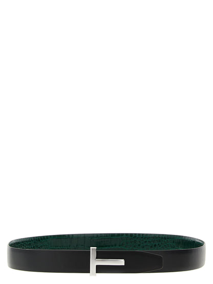 Reversible crocodile leather belt Belts