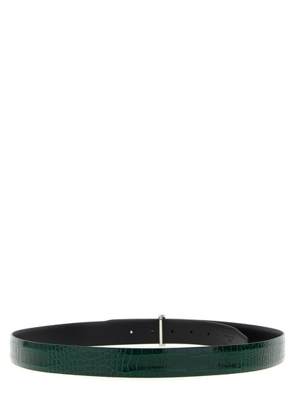 Reversible crocodile leather belt Belts