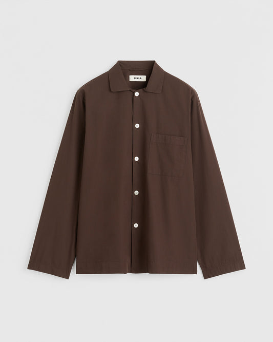 Tekla Poplin, pyjamas shirt - coffee