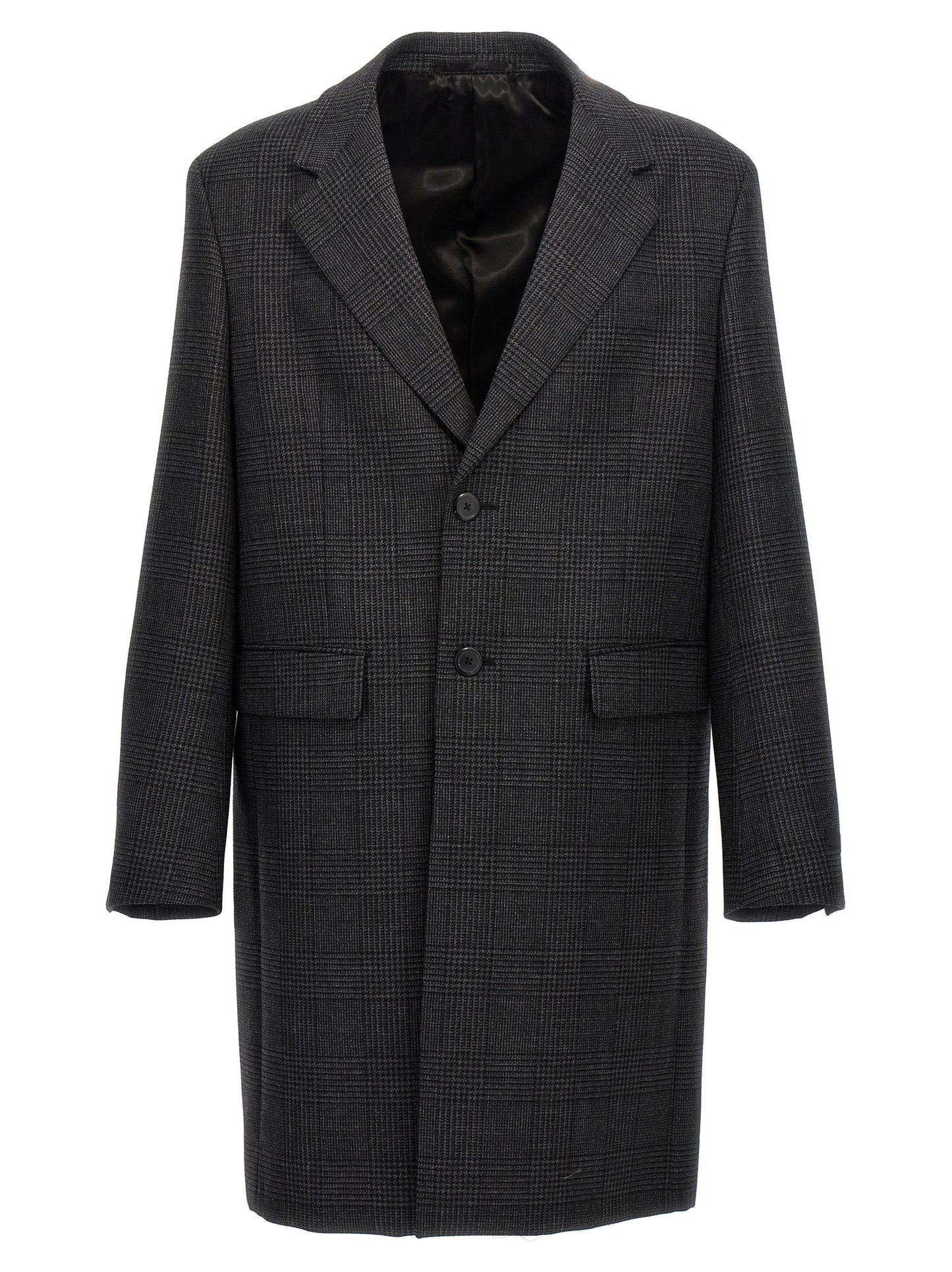 Check single-breasted coat Coats, trench coats