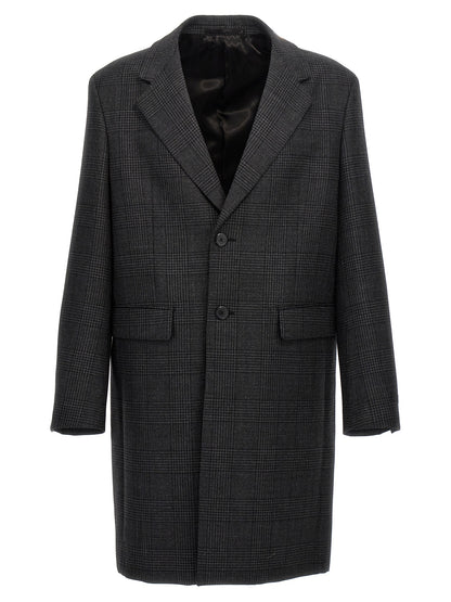 Check single-breasted coat Coats, trench coats