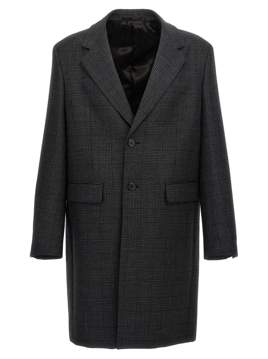 Check single-breasted coat Coats, trench coats