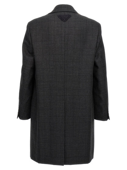 Check single-breasted coat Coats, trench coats