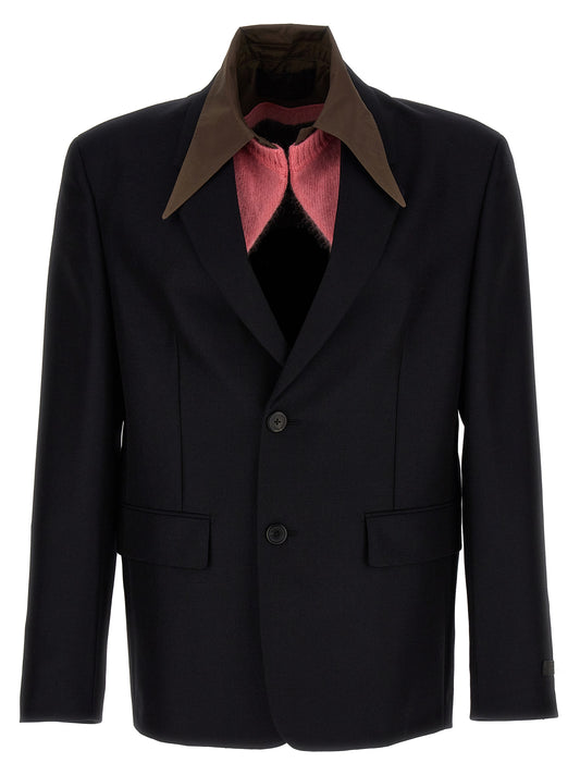 Removable collar single-breasted blazer Blazer