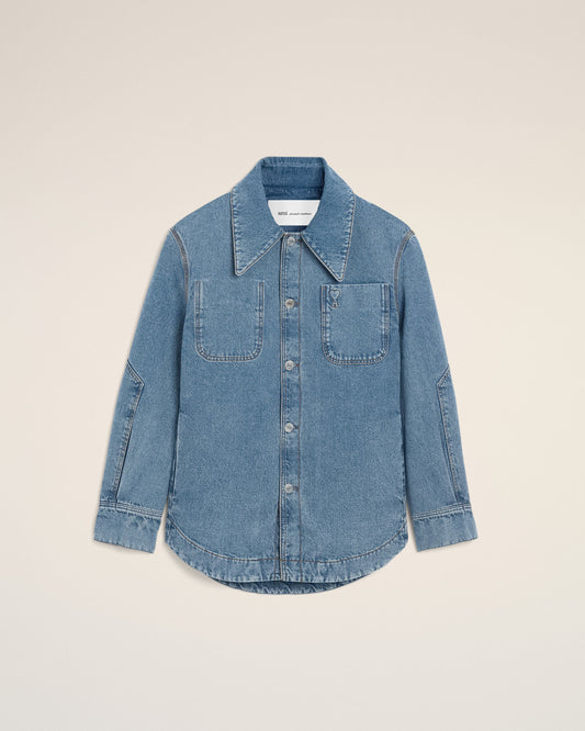 Ami Embossed ami de coeur worker overshirt