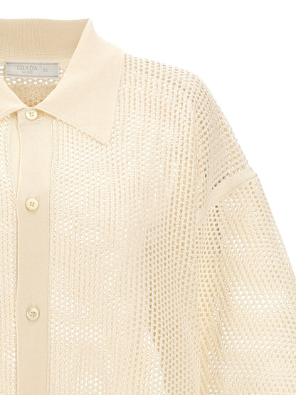 Mesh knit shirt Shirt, blouse