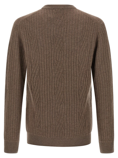 Ribbed and braid sweater Sweater, cardigans