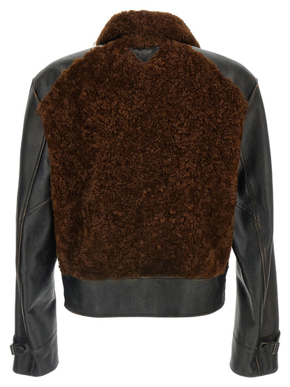 Sheepskin and leather jacket Down jacket, Parka, Casual jackets
