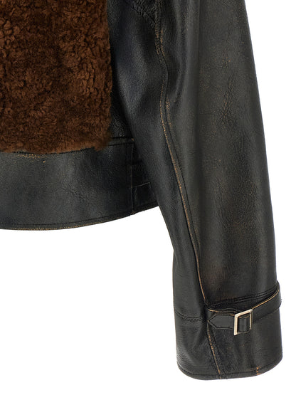 Sheepskin and leather jacket Down jacket, Parka, Casual jackets