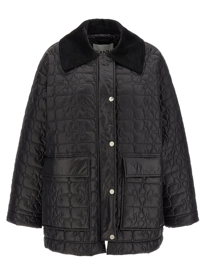 'Black Shiny Quilt Midi' jacket Casual jackets, parka