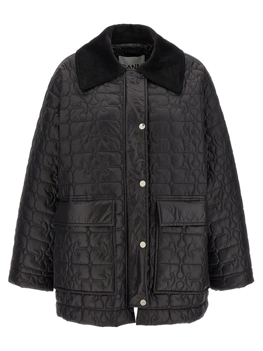 'Black Shiny Quilt Midi' jacket Casual jackets, parka