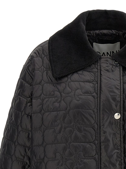 'Black Shiny Quilt Midi' jacket Casual jackets, parka