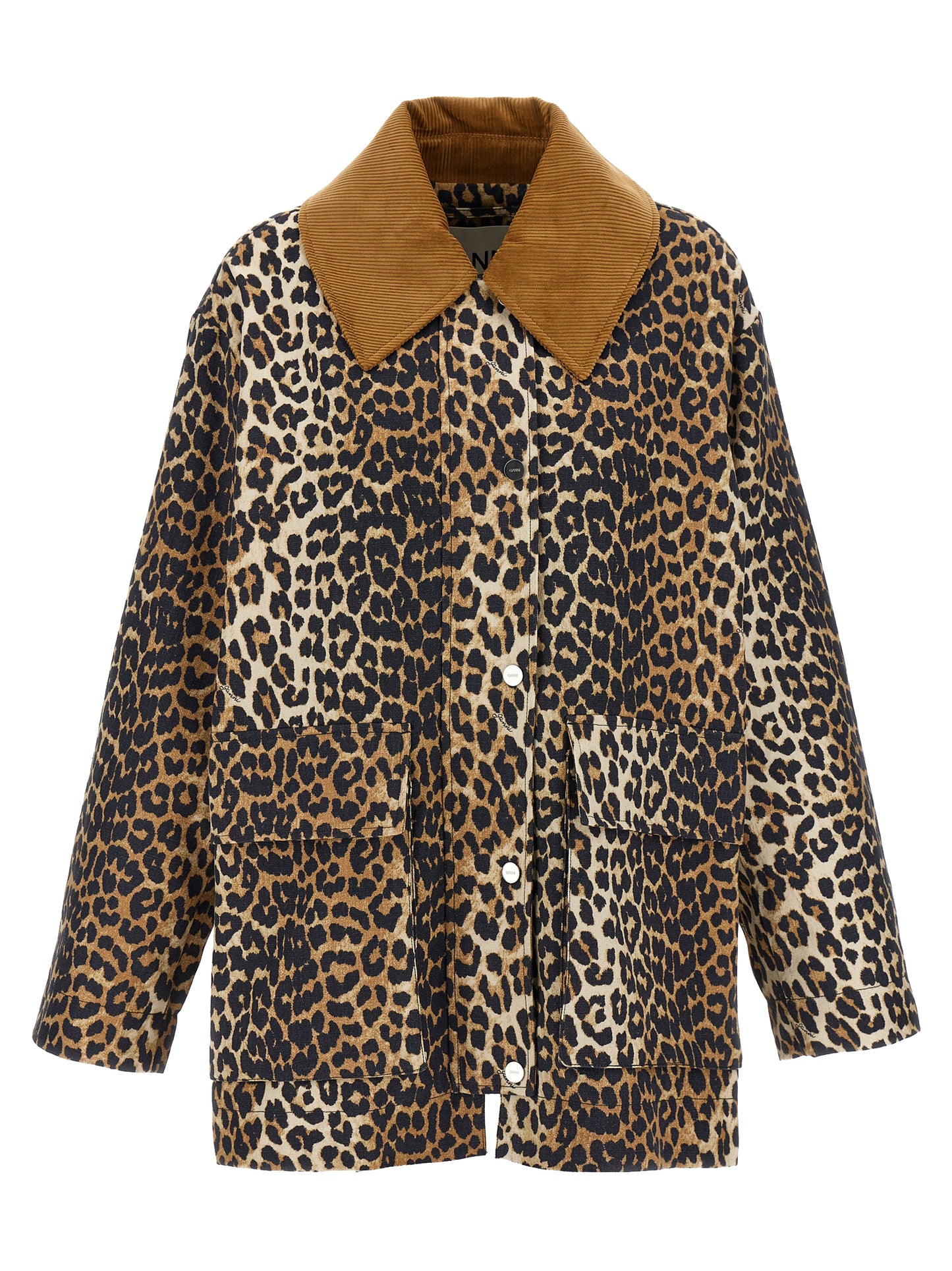'Leopard Printed Canvas Midi' jacket Down jacket, Parka, Casual jackets