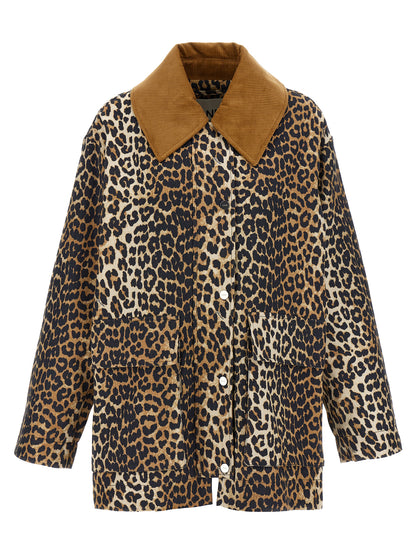 'Leopard Printed Canvas Midi' jacket Down jacket, Parka, Casual jackets