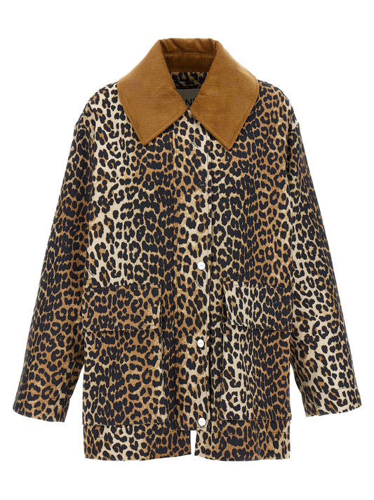 'Leopard Printed Canvas Midi' jacket Down jacket, Parka, Casual jackets