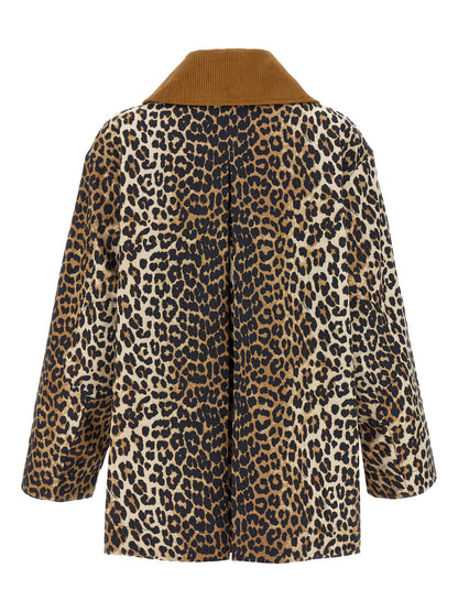 'Leopard Printed Canvas Midi' jacket Down jacket, Parka, Casual jackets