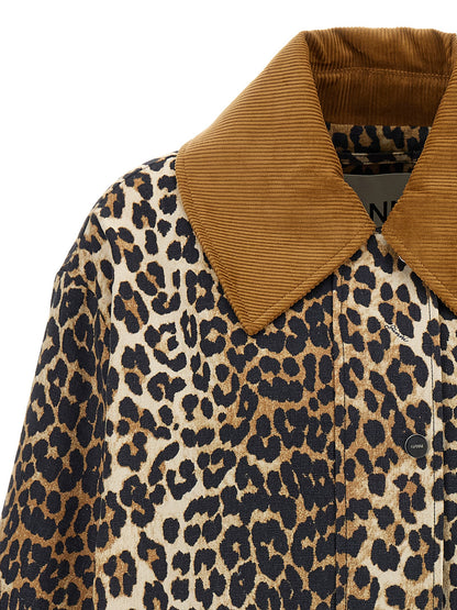'Leopard Printed Canvas Midi' jacket Down jacket, Parka, Casual jackets