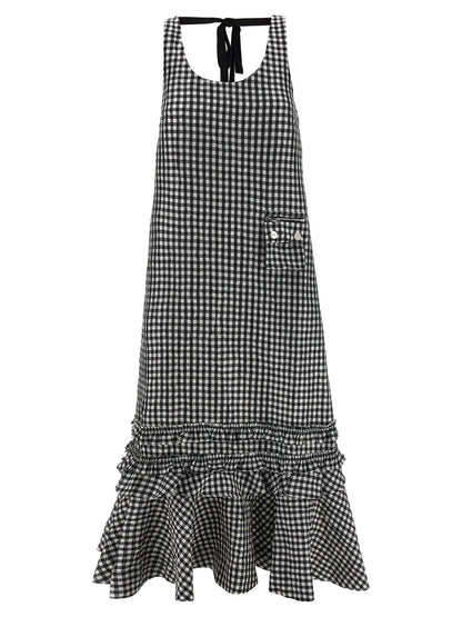 'Crinkled Check Long' dress Dresses