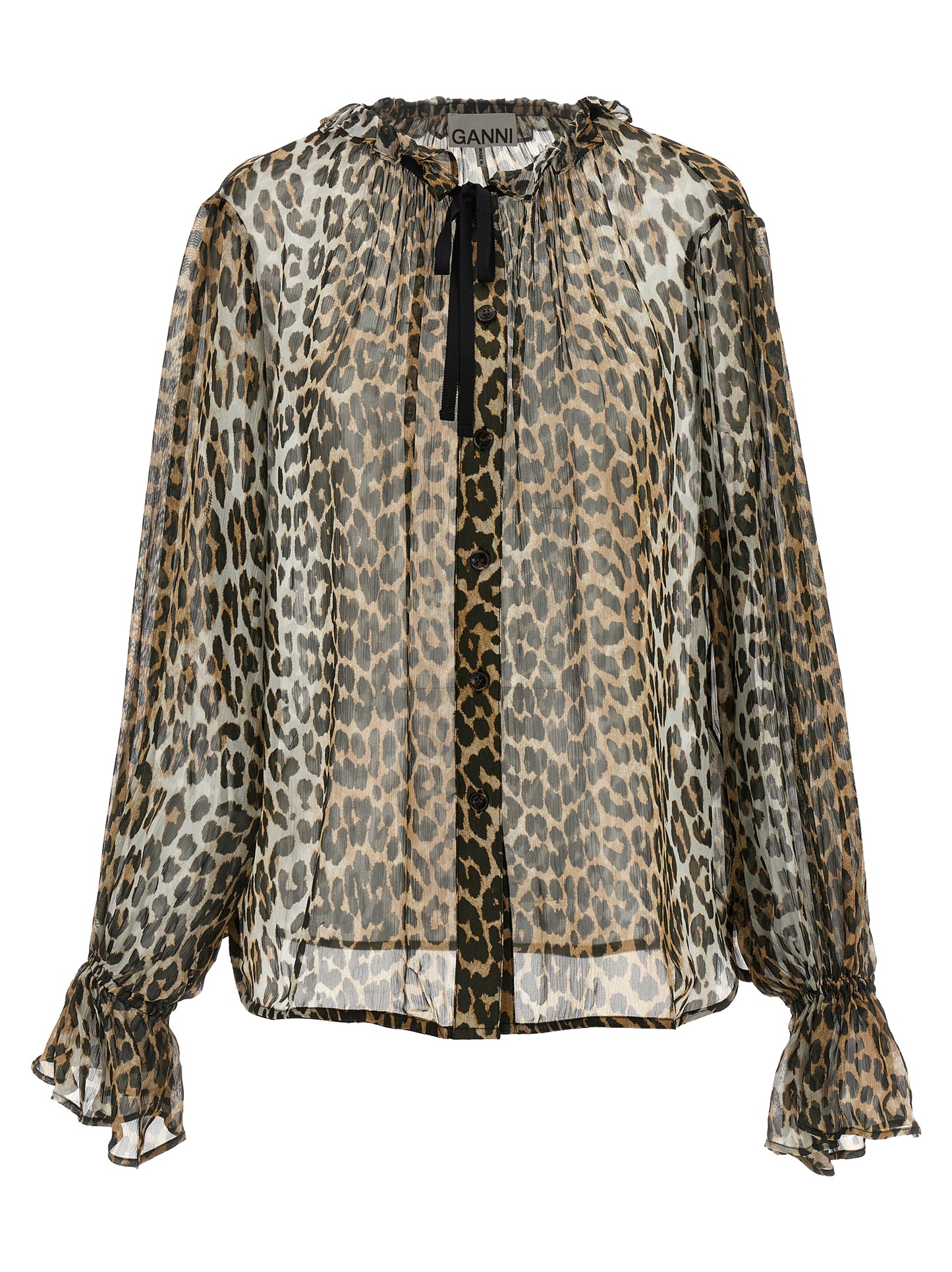'Leopard Print Chiffon Tie String' shirt Shirt, blouse