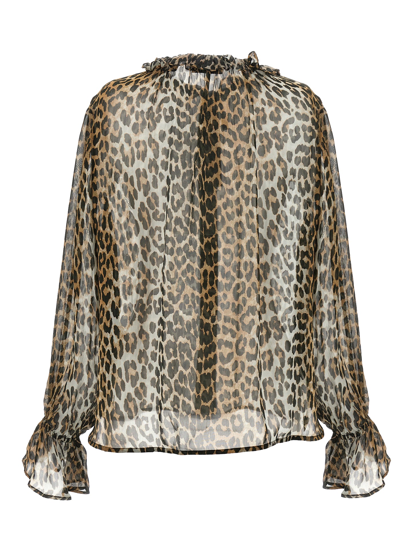 'Leopard Print Chiffon Tie String' shirt Shirt, blouse