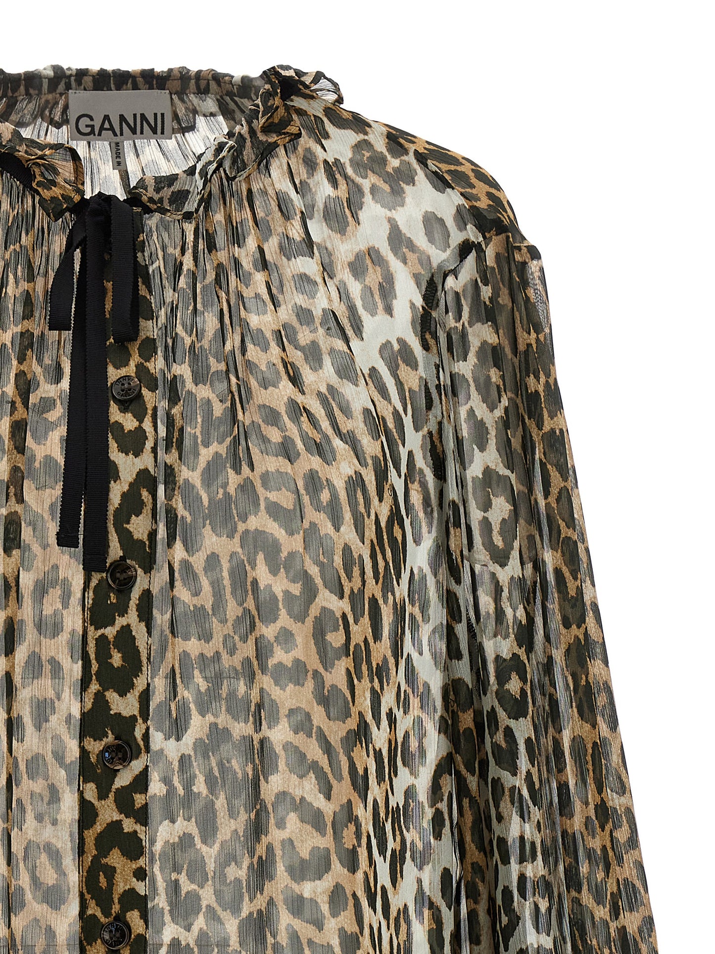 'Leopard Print Chiffon Tie String' shirt Shirt, blouse