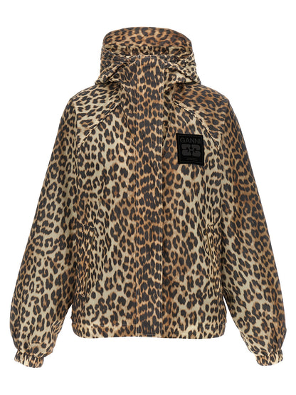 'Leopard Print Nylon' windbreaker Down jacket, Parka, Casual jackets