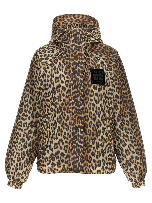 'Leopard Print Nylon' windbreaker Down jacket, Parka, Casual jackets