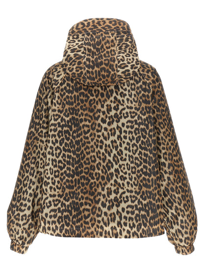 'Leopard Print Nylon' windbreaker Down jacket, Parka, Casual jackets