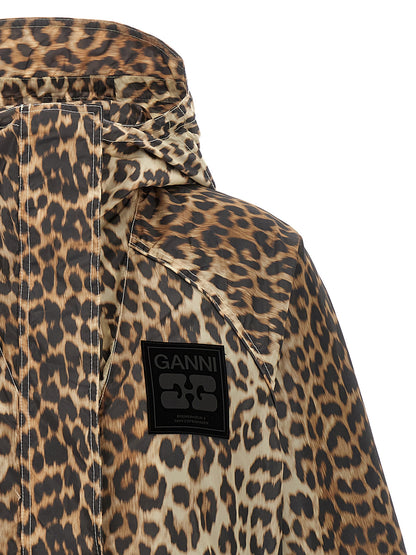 'Leopard Print Nylon' windbreaker Down jacket, Parka, Casual jackets