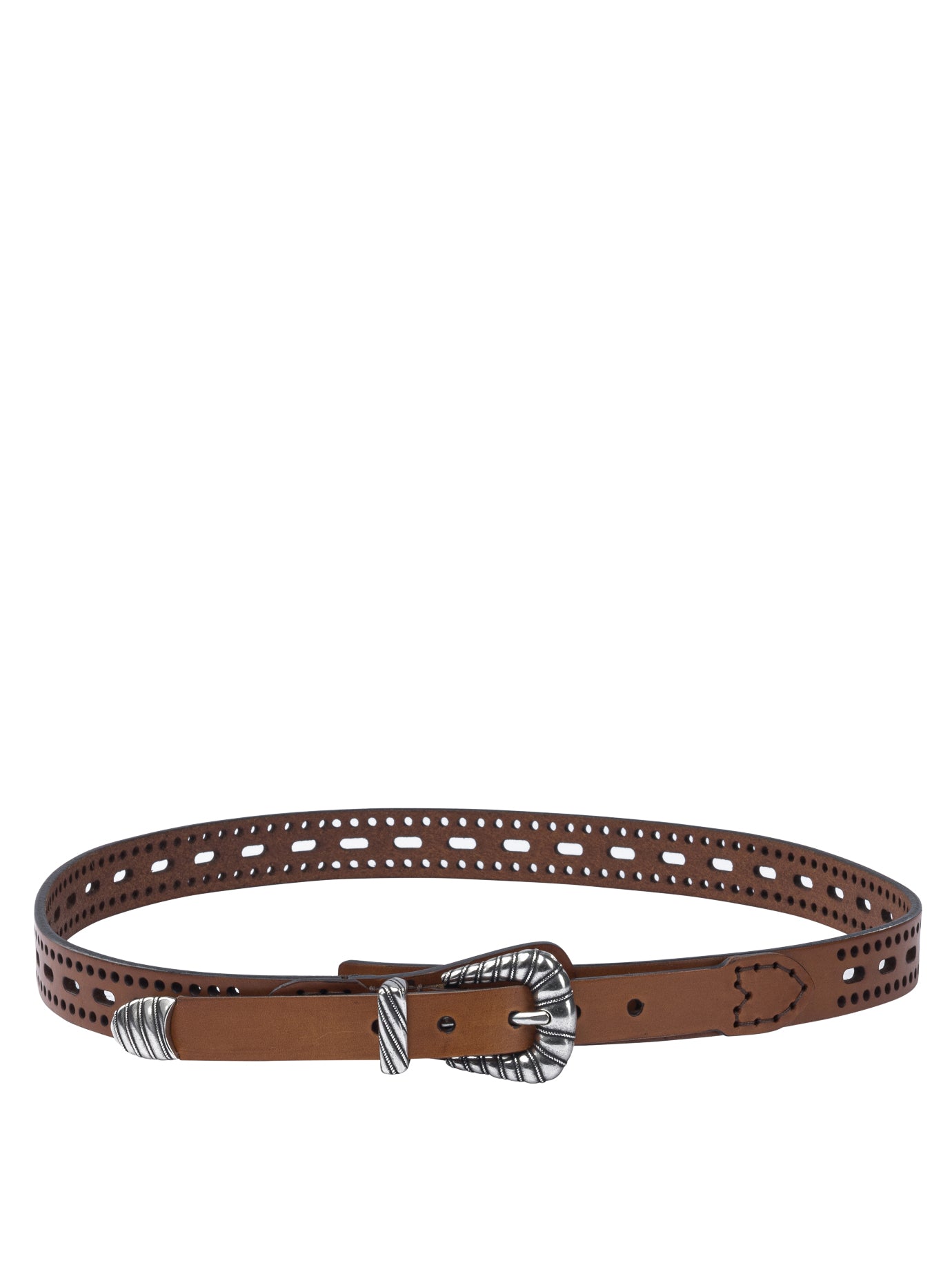 Leather belt with perforated details Belts