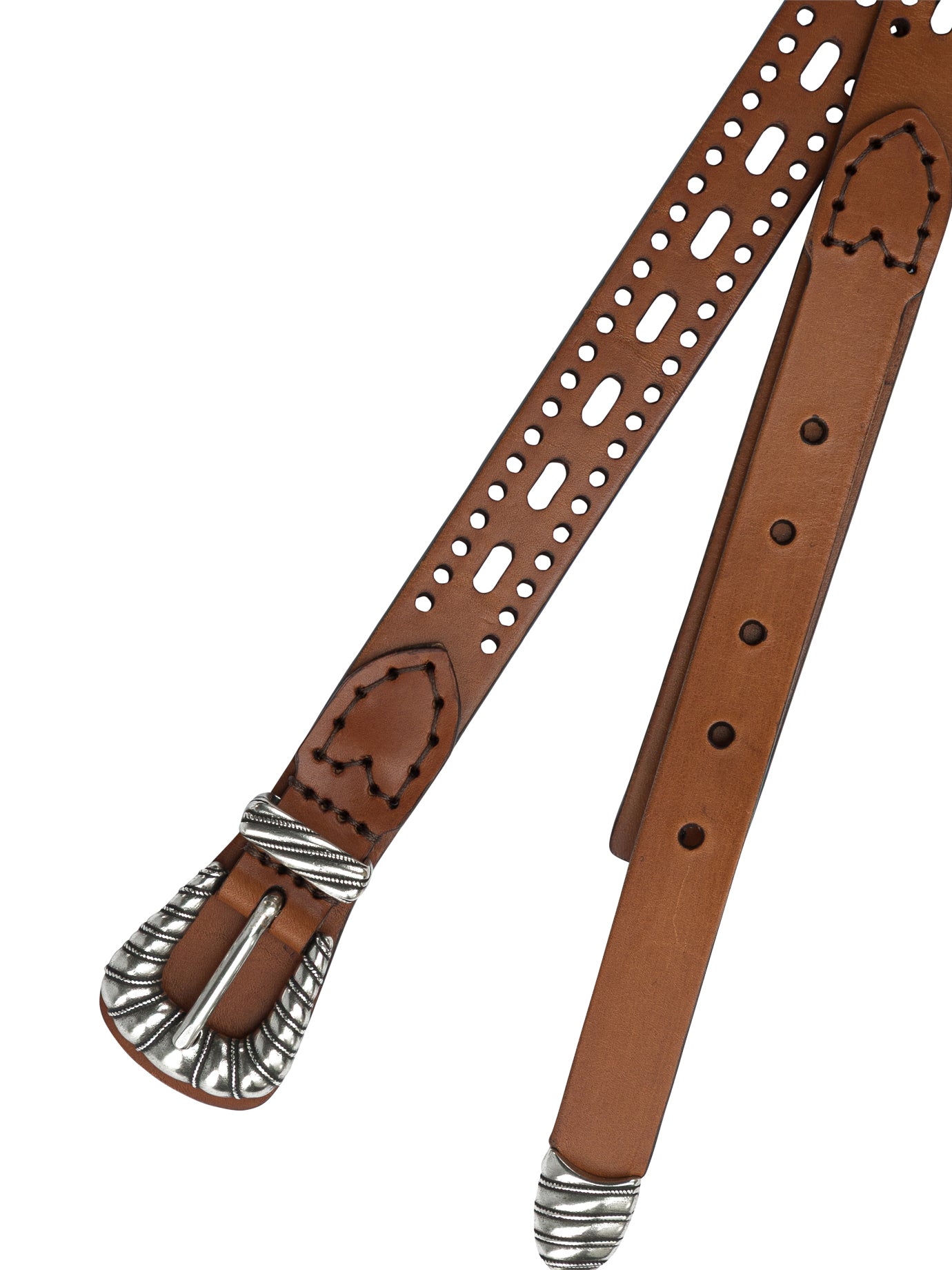 Leather belt with perforated details Belts