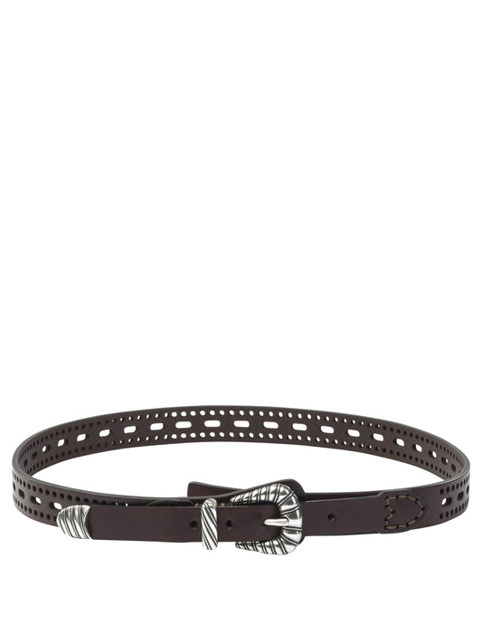Leather belt with perforated details Belts
