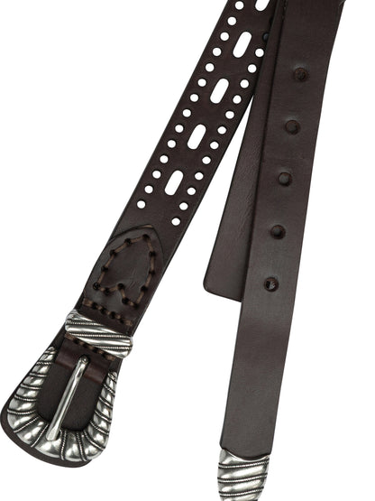Leather belt with perforated details Belts