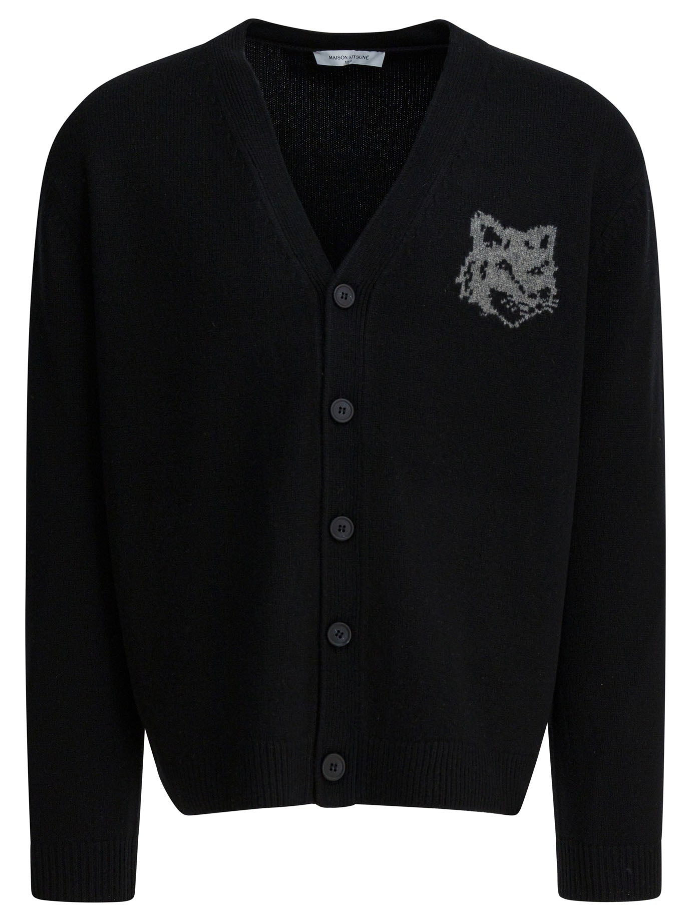 Wool cardigan with Fox Head Knitwear