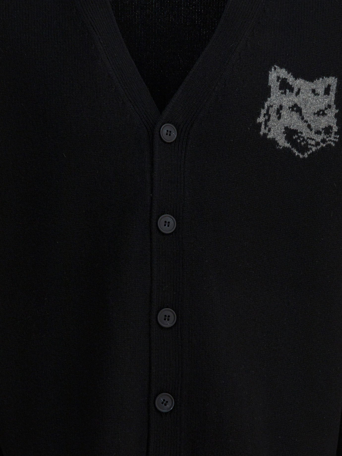 Wool cardigan with Fox Head Knitwear